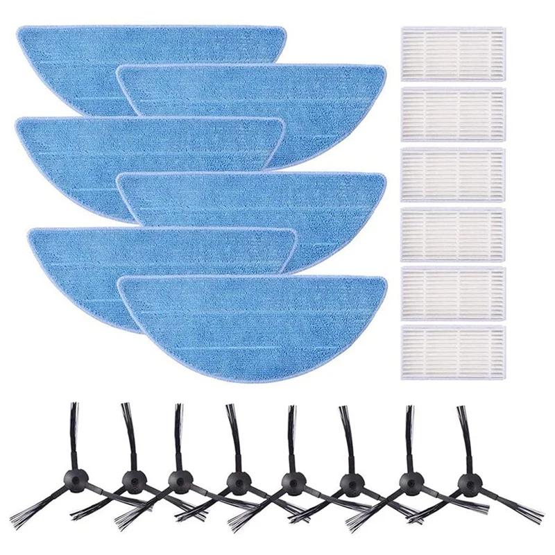 إكسسوارات بديلة لمكنسة كهربائية روبوت ، مناسبة لزاكو V5X ، V5X Pro ، فرش 8 جانبية ، 6 وسادات ممسحة ، 6 فلاتر