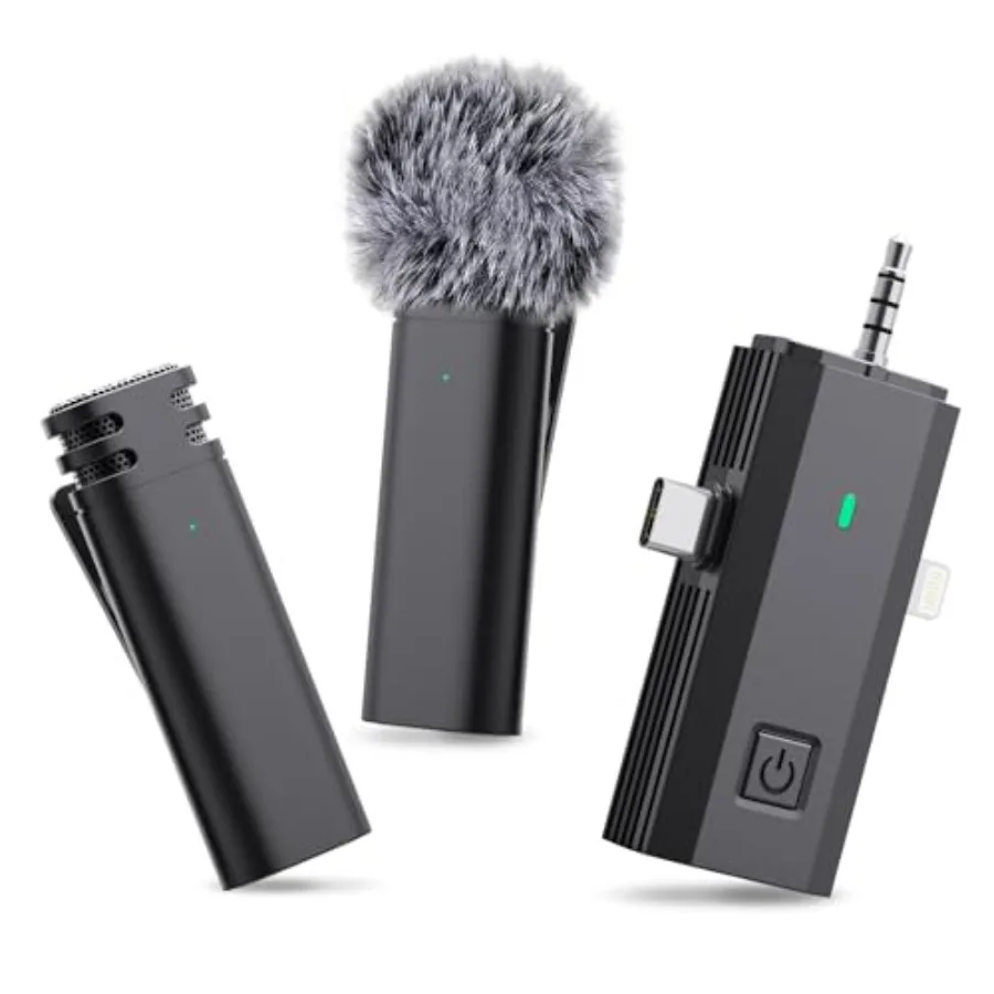 

3 in 1 Wireless Microphone for iPhone iPad Android Camera Mini Lavalier Lapel Mic USBC Microphone 2.4G UltraLow Delay Microphon