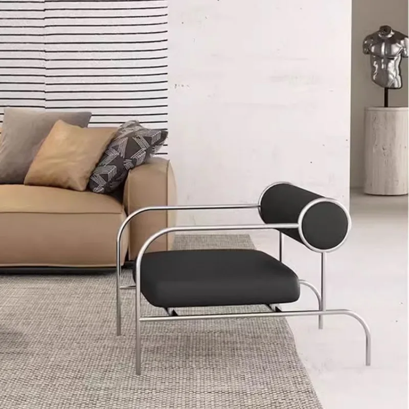 Small Sofa Chair Italian Style Senior Simple Balcony Designer Stainless Steel Internet Celebrity Retro Leisure Single Chair