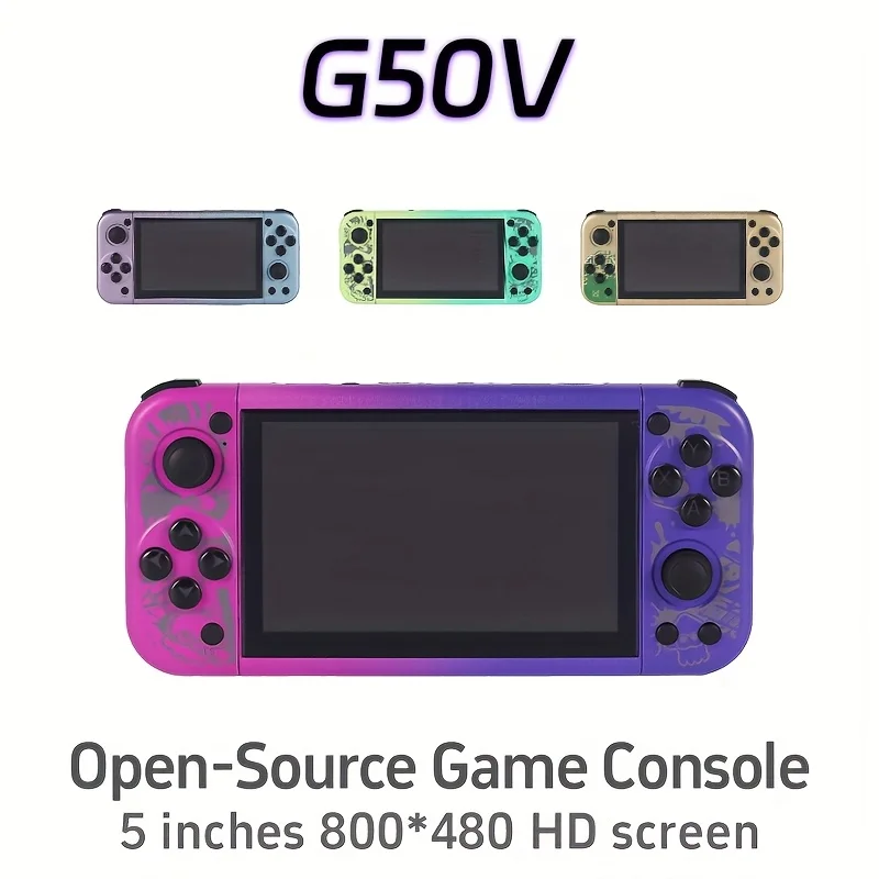 G50V Retro Handheld Game Console 5-Inch HD 800x480 Screen Dual End 3D Joystick Buttons Compatible with PS1/PSP