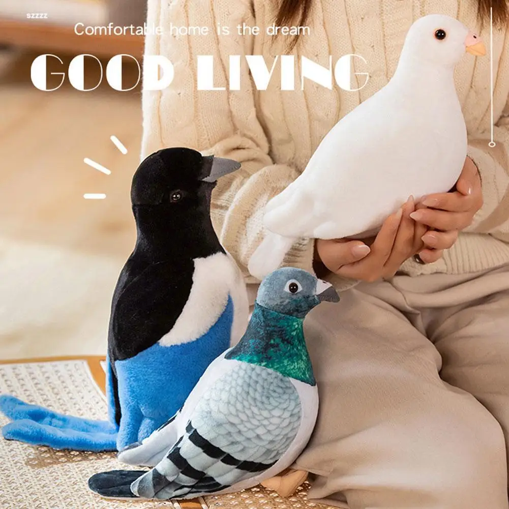 Lifelike Bird Plush Toys Simulation White Green Pigeon Magpie Stuffed Animal Doll Photography Props Realistic Pigeon Plush Toys