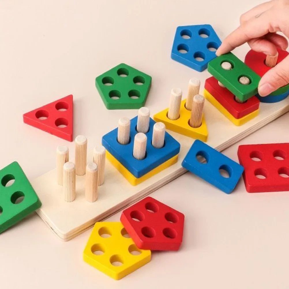 1 مجموعة 1 مجموعة خشبية شكل فرز كتل اللون مطابقة لغز للأطفال الصغار طفل غرامة المهارات الحركية التدريب التعليمية #2