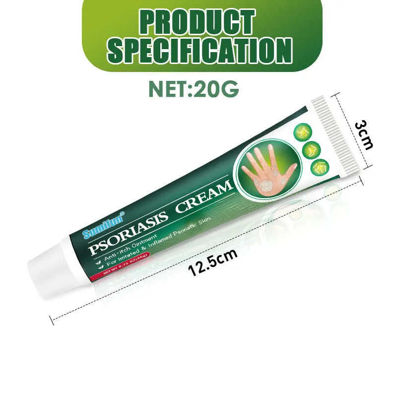 1Pcs 20g Sumifun Psoriasis Ointment Dermatitis Eczema Antibacterial Cream Tinea Versicolor Inhibit Fungus Anti-itching Plaster