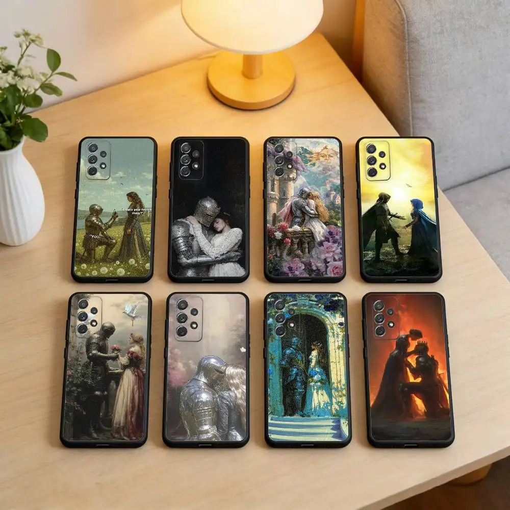 

Beauty And The Knight Phone Case For Samsung Galaxy A73,A72,A71,A70,A53,A52,A51,Soft Silicone Black Cover