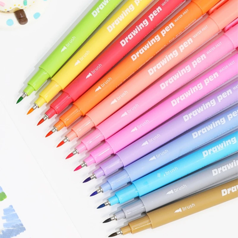 

12 PCS/Set Soft Brush Highlighter Colorful Pastel Art Color Markers DIY Painting Calligraphy Pen School Supplies Stationery