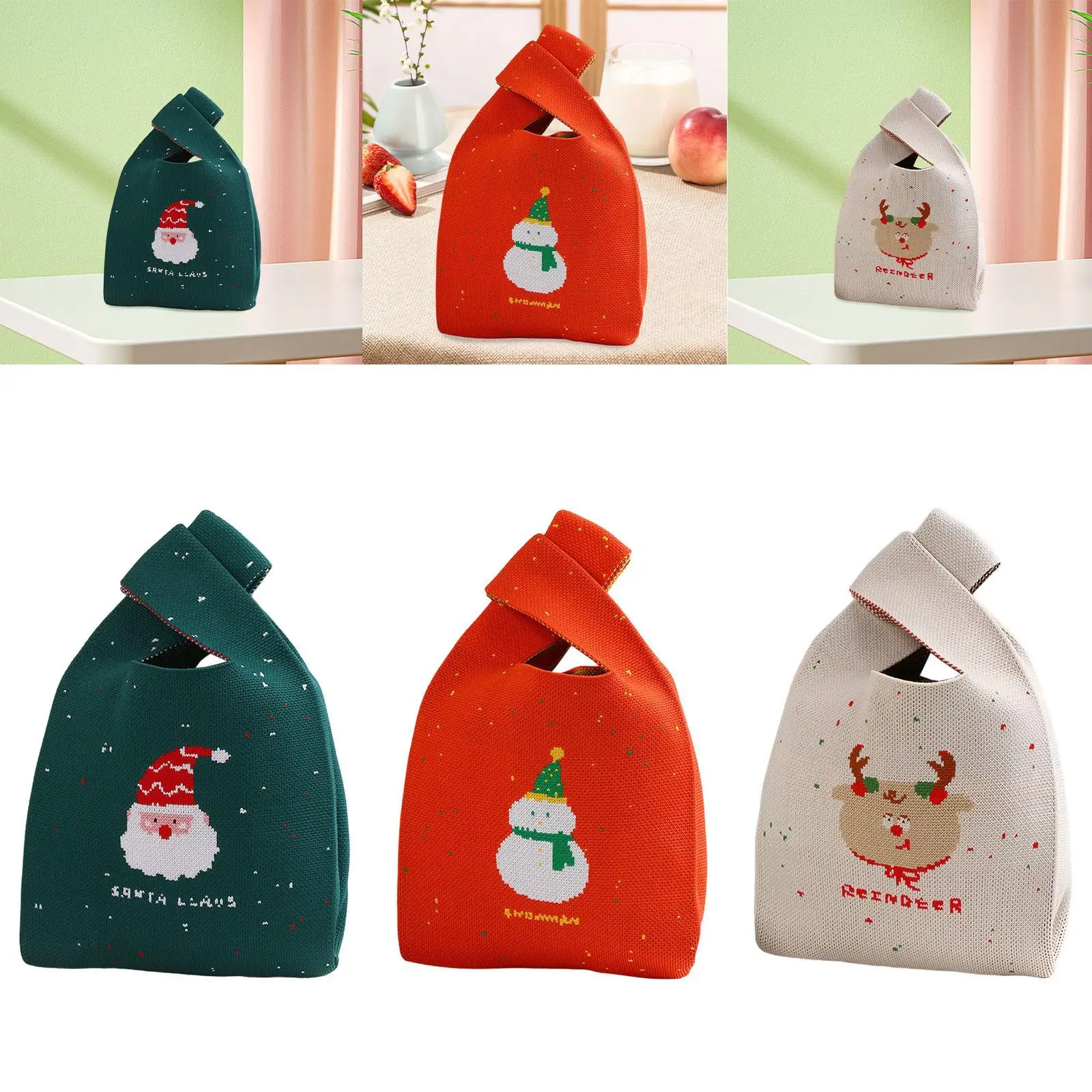 Women Tote Bag Fashion Trendy Knitted Bag for Outdoor Winter New Year Work Party image 2