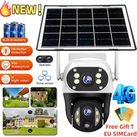 Solar 4K 8MP 4G con cámara de vigilancia SIM lente Dual 10X Zoom Digital detección humana automática V380 Pro seguridad exterior PTZ IP CCTV