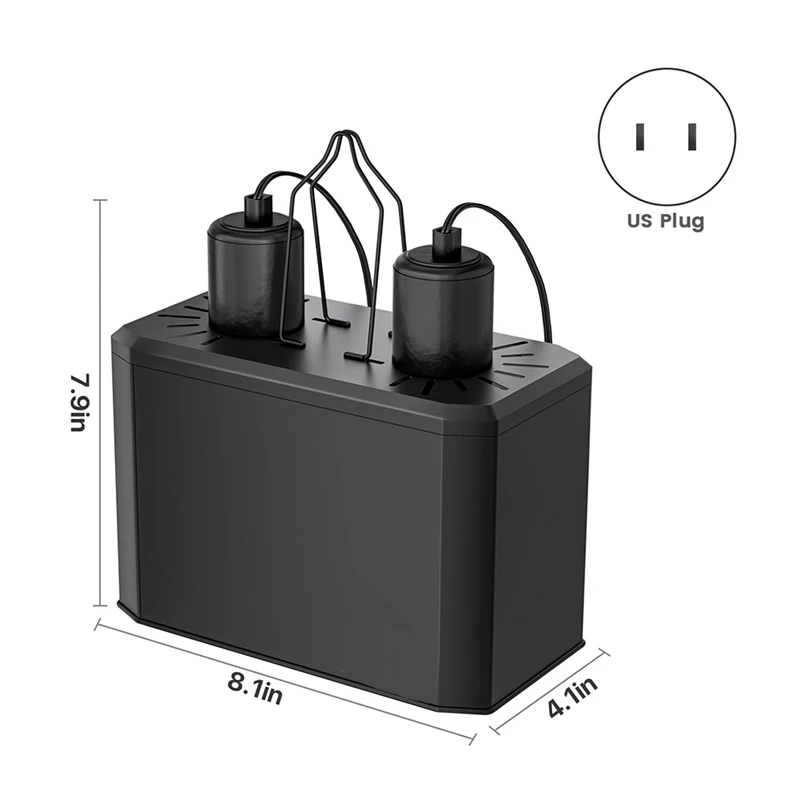 

Dual Dome Reptile Lamp Fixture for Heat Lamp & UVB Bulb (Max 100W Each) with Reflector Design for Bearded Dragon US Plug-ABRM