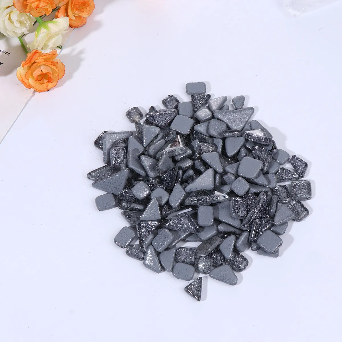 

500G Crystal Glass Mosaic Stones Glitter Irregular Smooth DIY Craft Decor for Home Lamp Table Art Projects DIY Stone