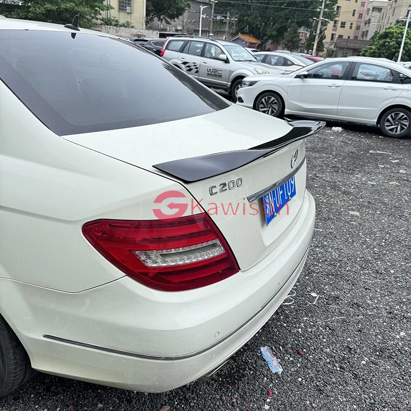 Rear Trunk Lid Car Wing Ducktail Lip Spoiler For Mercedes Benz C Class W204 C200 C250 C300 4 Door Sedan 2008-2014 Carbon Black