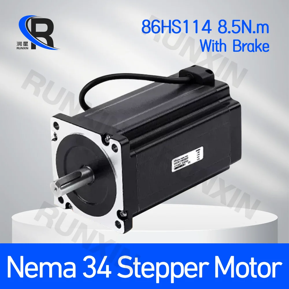 

Nema34 Stepper Motor 86BYG250D With Brake 4 Wire 86 Series Motor 8.5N.m 2Phase 114mm High Torque For CNC Engraving 3D Printer