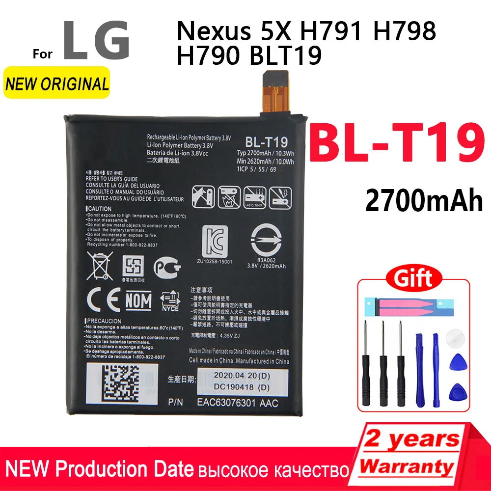 Original BL-T19 BLT19 2700mAh Replacement Battery For LG Nexus 5X H790 BLT19 H791 H798 T19 Mobile phone Batteries+Tools