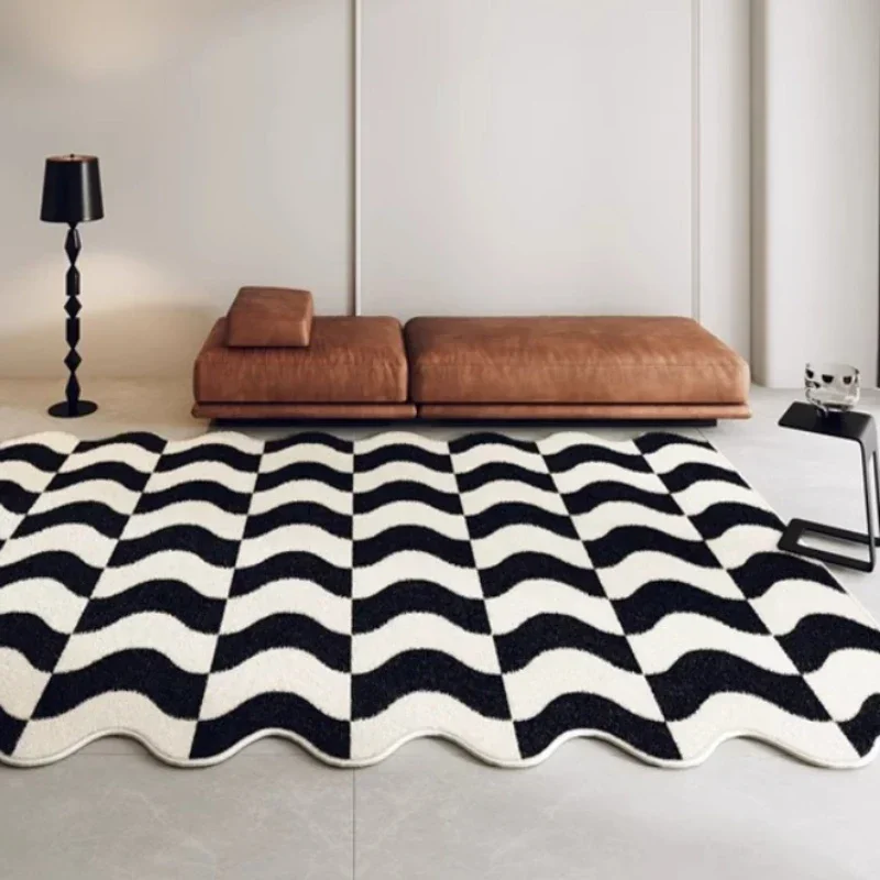 

Irregular Living Room Large Area Carpet Minimalist Art Black Line Carpets Bedroom Bedside Decoration Home Comfortable Soft Rugs