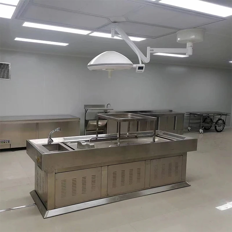 Customized Medical Grade Stainless Steel Dual-Exhaust Autopsy Embalming Table European & American Style for Laboratory