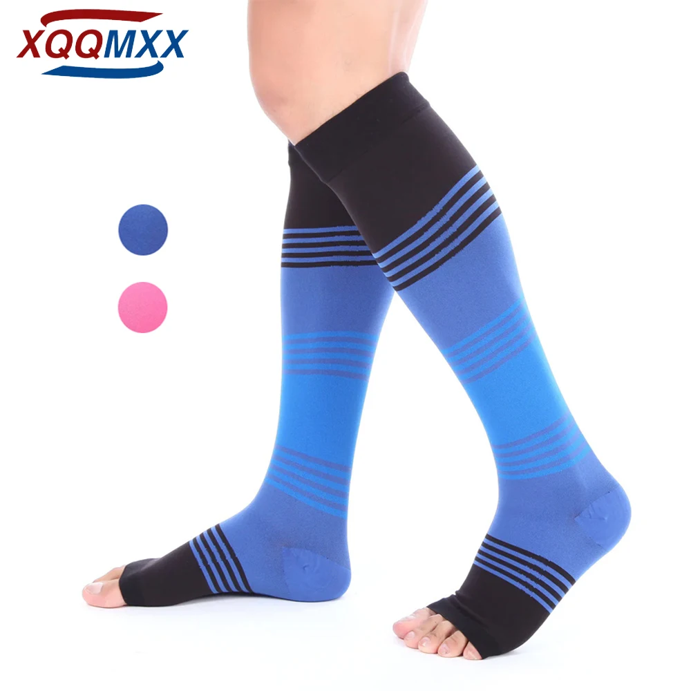 XQQMXX 1Pair Open Toe Compression Socks for Women & Men - Best Support for Circulation, Nurses, Running, Travel