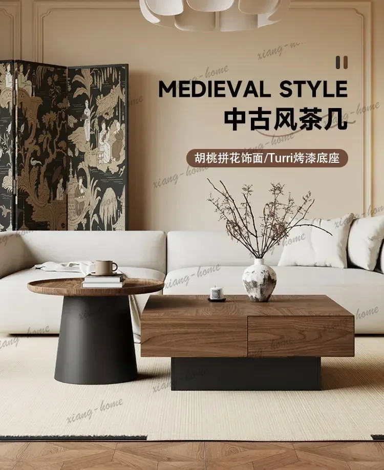 YJ Modern Trendy Coffee Table With Drawers Nordic Glamour Wabi Sabi Coffee Table Luxury Living Room Mesa De Centro House Furnitu