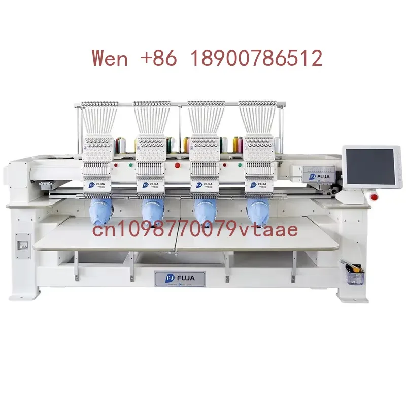 FUJA 4 Head 15 Needles Computerized Embroidery Machine High Speed Industrial Automatic Cap T-shirt Flat Embroidery Equipment