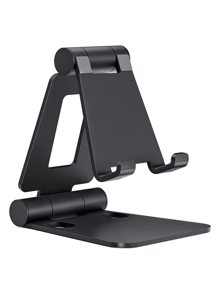 

Dual Folding Cell Phone Stand, Fully Adjustable Foldable Desktop Phone Holder Cradle Dock Compatible For iPhone Xiaomi Huawei