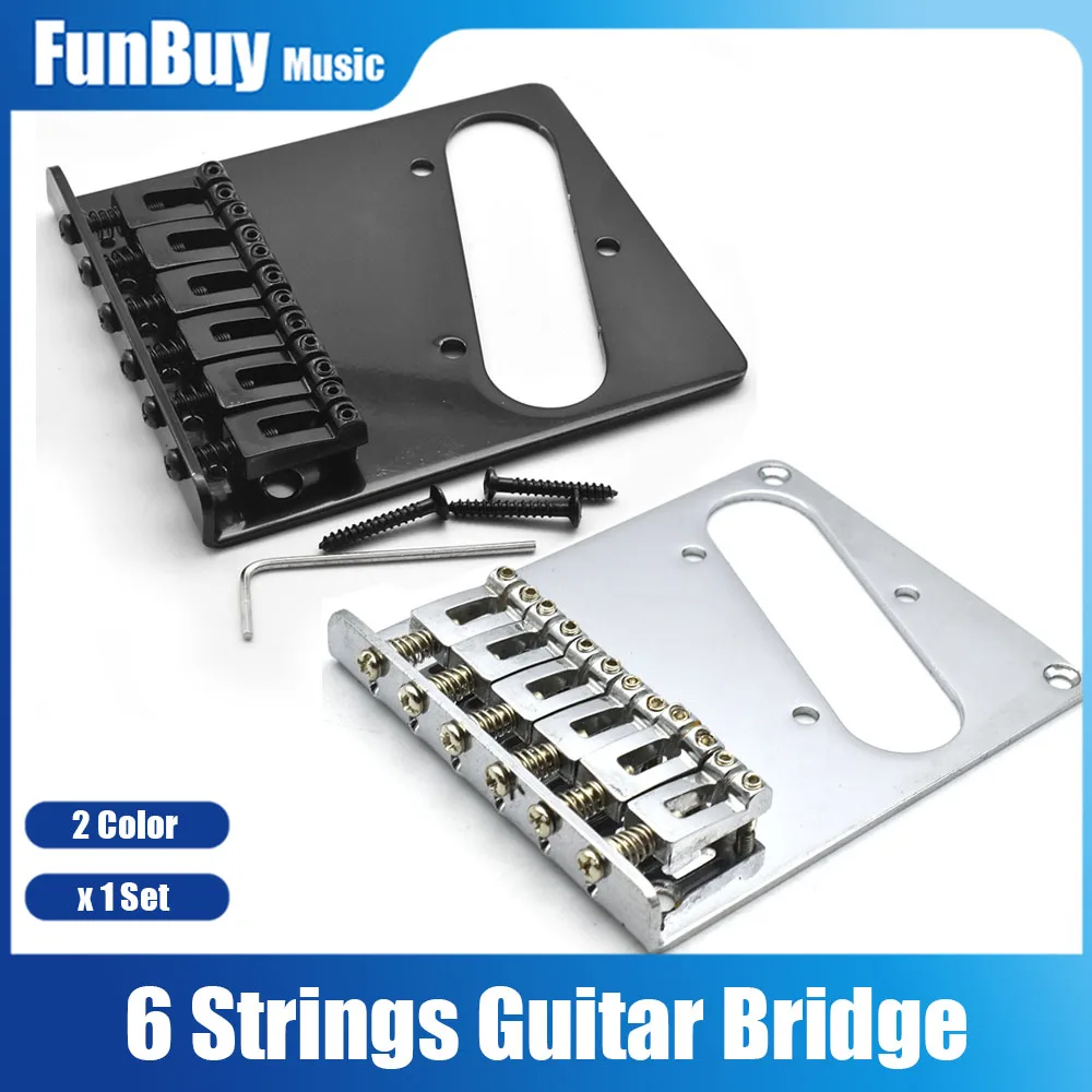 6 Saddles Electric Guitar Bridge Tailpiece for TL Electric Guitar Replacement Chrome Black Guitar Parts