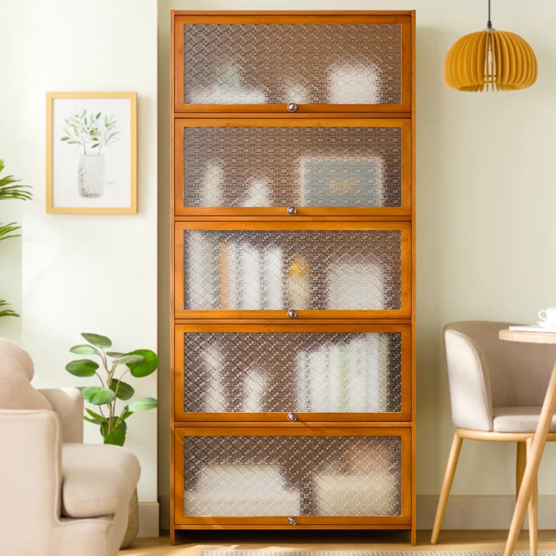 Bookcase with door Solid wood floor-to-ceiling household under stairs Locker Children's room Modern