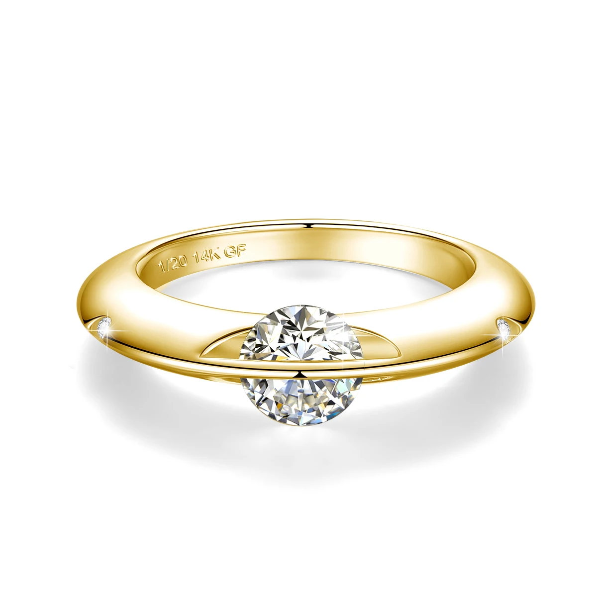 14K Gold Filled Rotating Moissanite Ring 6.5mm 1ct GRA Certified Durable Don't Fade Easily Wedding Fine Jewelry for Women