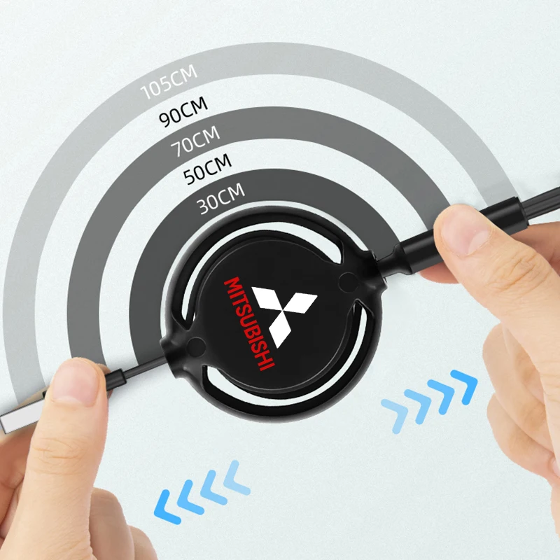 Cable USB 3 en 1 para coche, Cable de carga rápida Micro USB tipo C para Mitsubishi Pajero Sport Outlander ASX Lancer