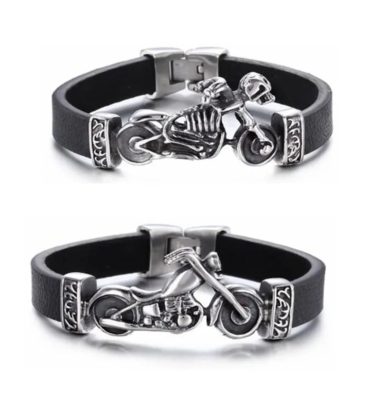 Punk Metal Motorcycle Leather Bracelet Men's Bike Riding Jewelry Hip Hop Rock Accessories