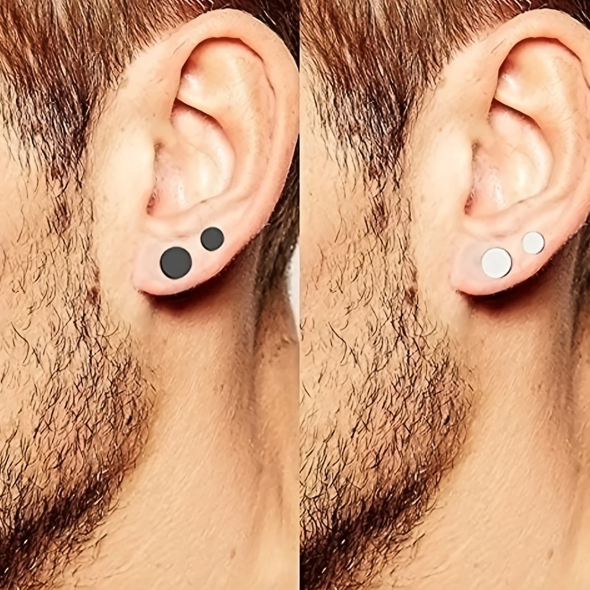 1/4 Pairs Hypoallergenic Stainless Steel Round Push Back Stud Earrings Set For Men Women Daily Wear Jewelry 6mm 8mm Black Silver