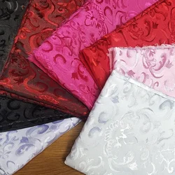 Thin TR Jacquard Fabric By The Meter for Cheongsam Hanfu Pillowcase Sewing High-grade Printed Flower Cloth Comfortable Black Red