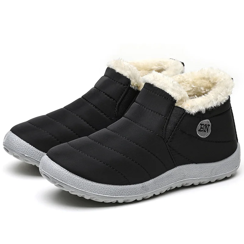 Women Boots Women\'s Winter Boots For Snow Botas Mujer Slip On Ankle Boots With Fur Winter Shoes Women Keep Warm Short Boot Black