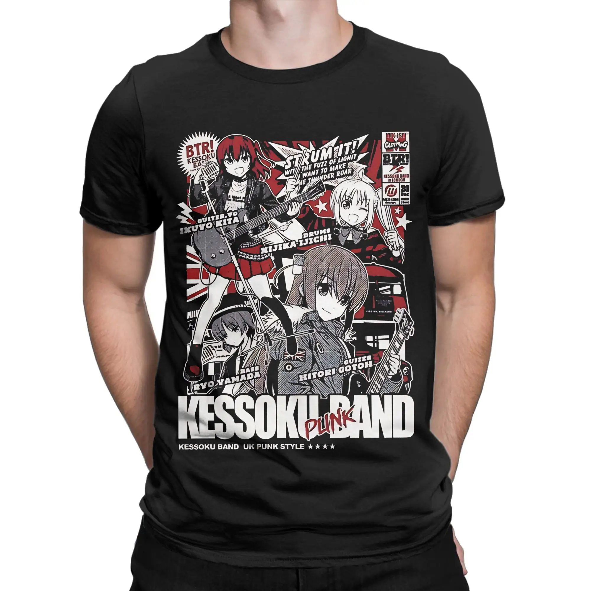 J Rock Aesthetic  Classic Bocchi the Rock Novelty 100% Cotton T-Shirt Tops Tees For Men