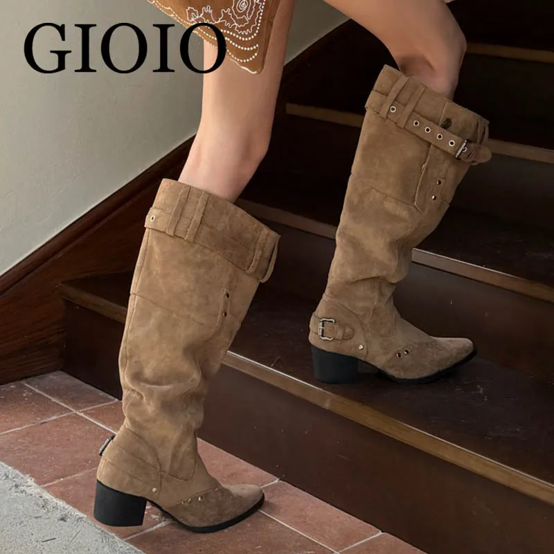 

сапоги женские Autumn and Winter Fashion New Sexy Solid Color pointed Toe high heels Comfortable Women's Boots Long Botas Mujer
