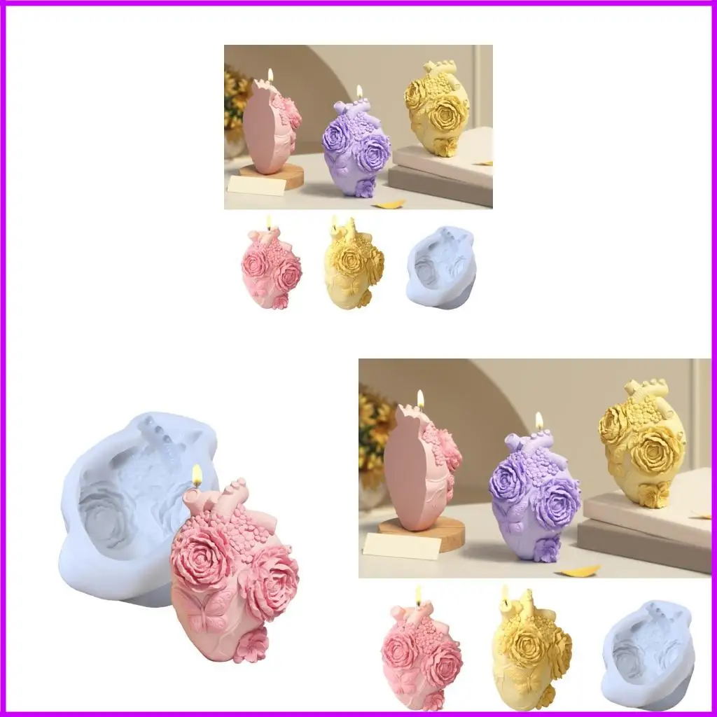 

Artisanal Heart Silicone Mold With Floral Design For Resin Crafting