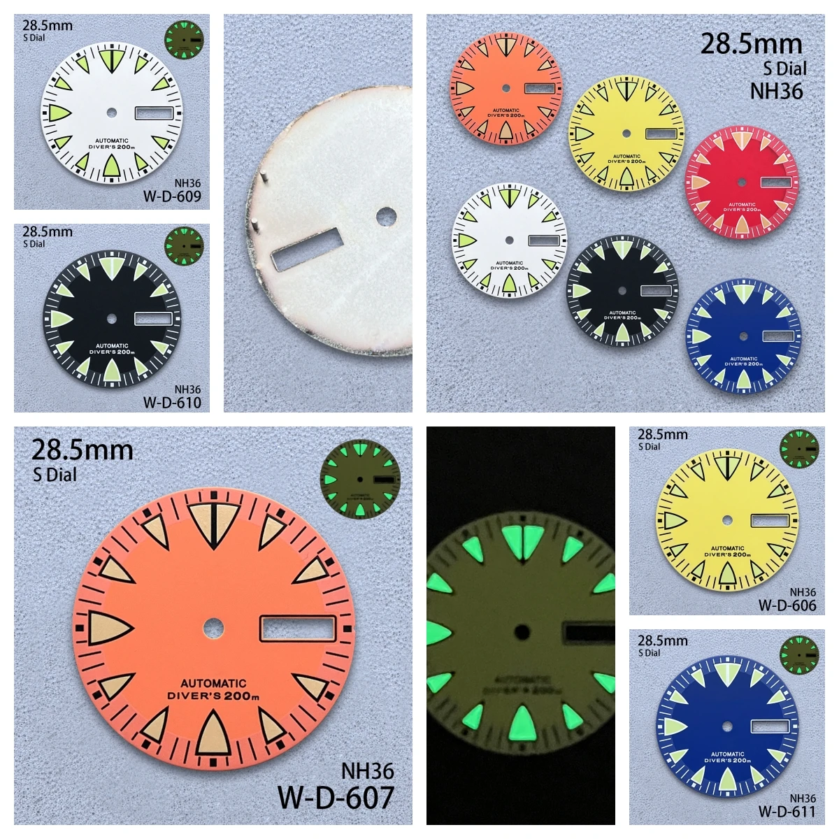 

28.5mm S Logo Monster Dial Fit NH36/4R36 Japanese Movement Green Luminous Matte High-Quality Dial Watch Modification Accessories