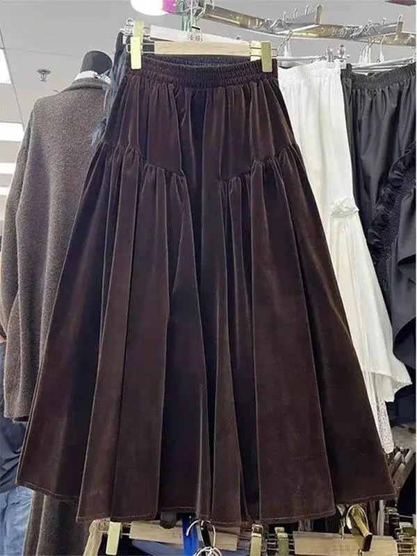 

plus Size 300 Pou Fluffy Velvet f Skirt Women's Autumn Winter High Waist A-Line Umbrella Skirt Hepburn Sle Puffy Skirt