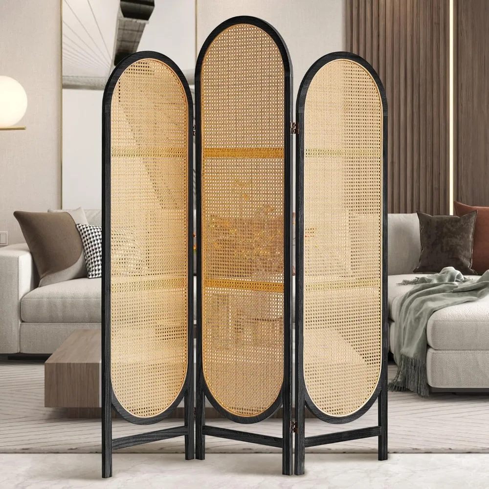 

Room Divider Panel, 3 Panel Roomdivider Wall, Wood Room Dividers and Folding Privacy Screens, Rattan Partition Room Dividers, Pr