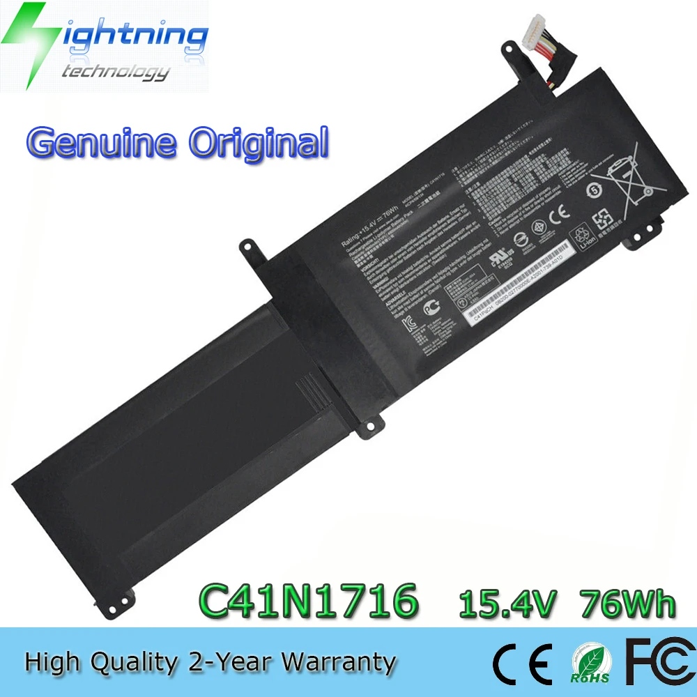 New Genuine Original C41N1716 15.4V 76Wh Laptop Battery for Asus ROG Strix GL703GM GL703GS S7BS S7BS8750 4ICP4/59/134 C41PQPH