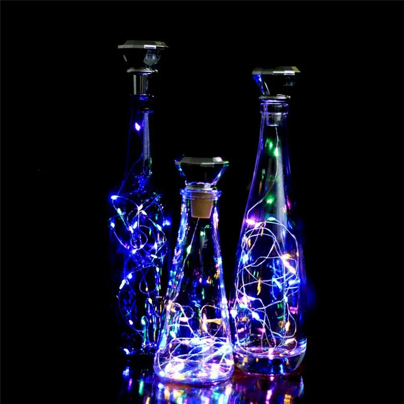 Solar Wine Bottle Cork Lights 2M 20Leds Copper Wire Fairy String Lights for Wedding New Year Party Vase Garland Decor,B