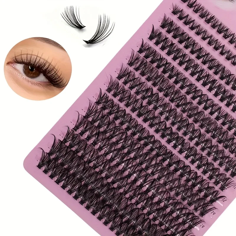 40D D Curl Individual Cluster Lashes 280Pcs Black DIY Lash Extensions Mixed 0.07/0.10mm Tray Pack for Eyelash Extensions