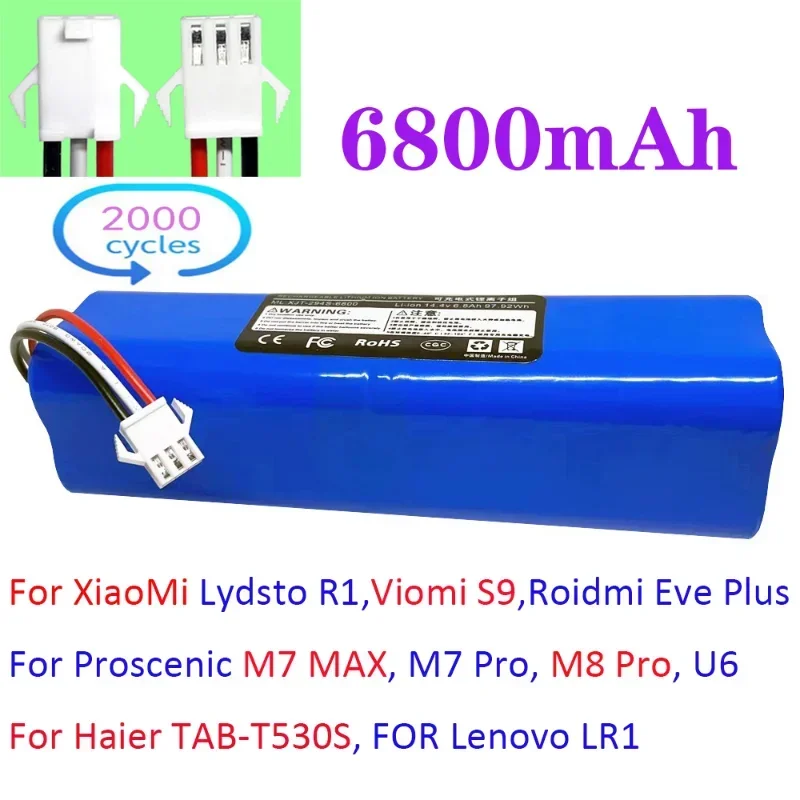 6800mAh Battery Lydsto R1, Proscenic M7 MAX, M7 Pro,M8 Pro,U6, for Haier TAB-T530S, for Lenovo LR1 Vacuum Cleaner