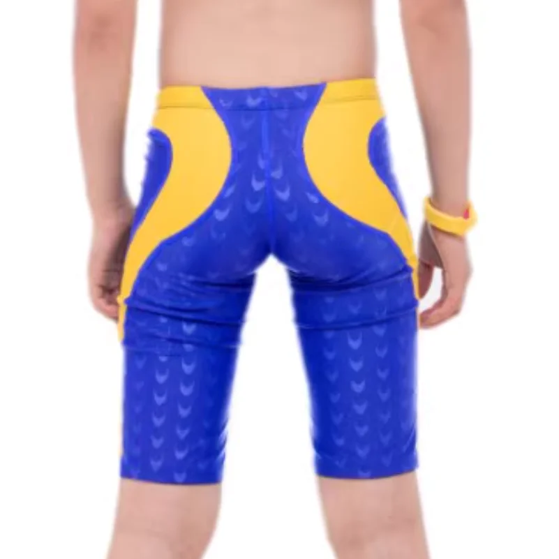 Boys Sharkskin Swim Trunks Waterproof Quick Dry Beach Swim Shorts Professional Endurance Athletic Swimming Diving Trunks