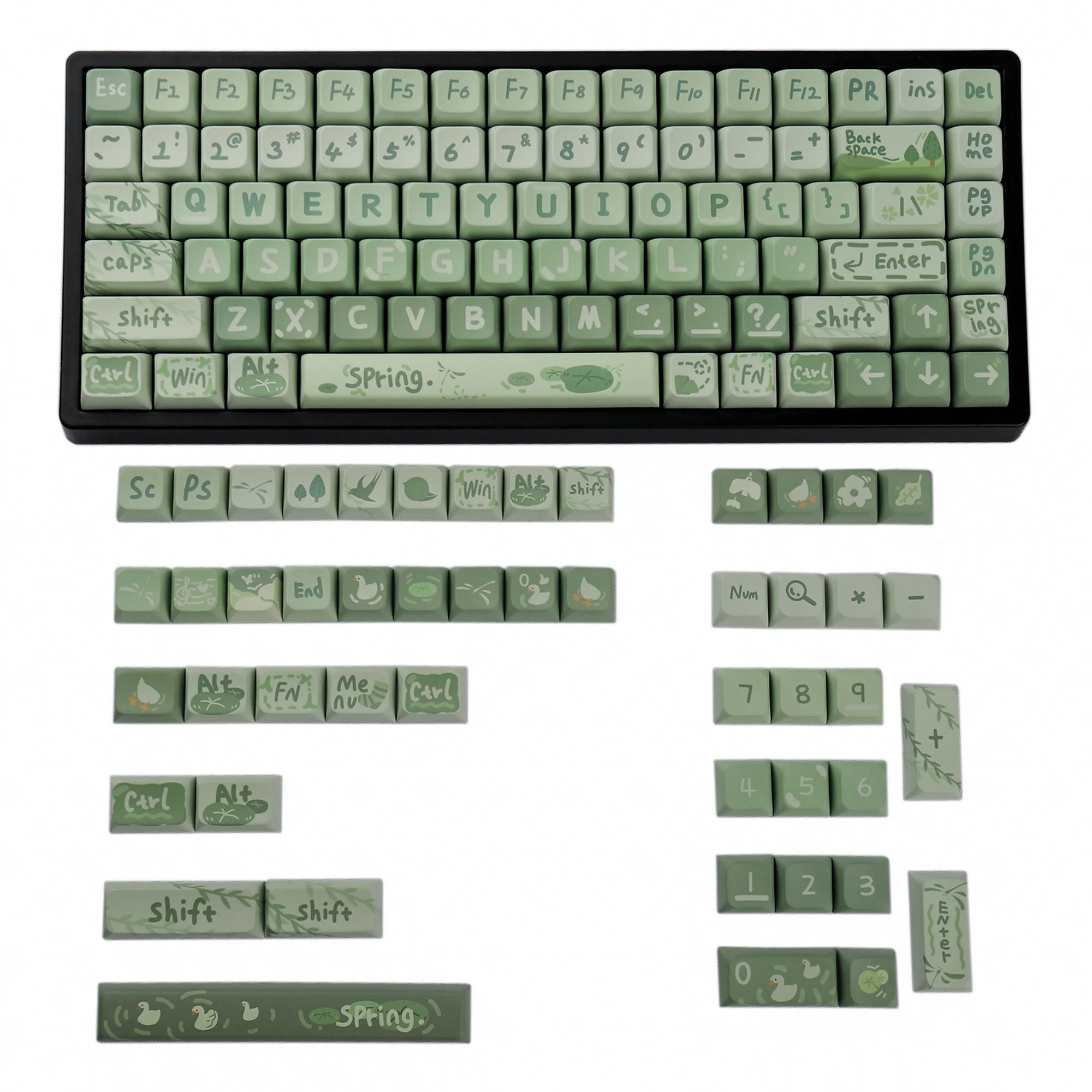 

Spring change green theme keycaps XDA highly mechanical keyboard pbt thermal sublimation keycaps 60/68/84 and other dedicated