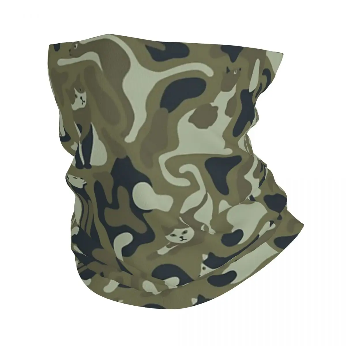 Cats Army Camouflage Bandana Neck Cover Printed Mask Scarf Warm Balaclava Cycling For Men Women Adult Washable