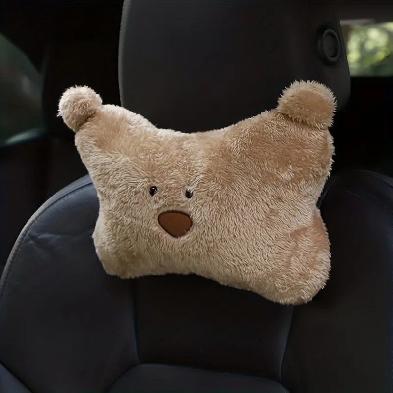 1pc Cute Car Neck Pillow Cartoon Design Cute Bear Car Headrest Simple Interior Accessories Gift for Girls Accesoir Voiture