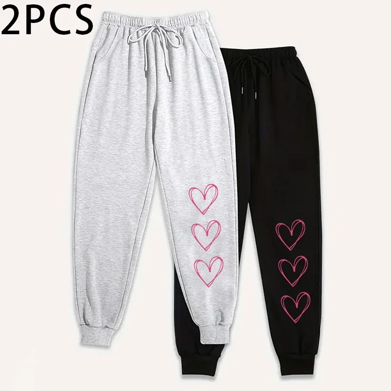 2er-Pack Damen-Jogginghose mit hoher Taille und Komfort-Lounge-Hosen-Set, 2025 Herbst-Winter-Sporthose mit elastischer Taille, 2 Stück