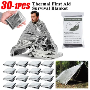30-1PCS Emergency Rescue Blanket Outdoor Survive First Aid survival blanket Military Rescue Kit Rescue Foil Thermal Blanket ﻿