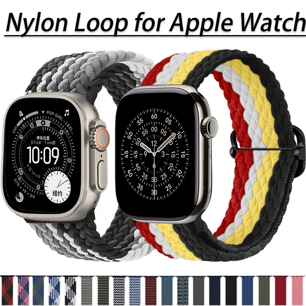 Nylon geflochtene Solo Loop für Apple Watch Band 49 mm 46 mm 42 mm 45 mm 41 mm 44 mm 40 mm Ultra 3 Armband iWatch 11 10 9 8 7 6 5 4 SE Correa
