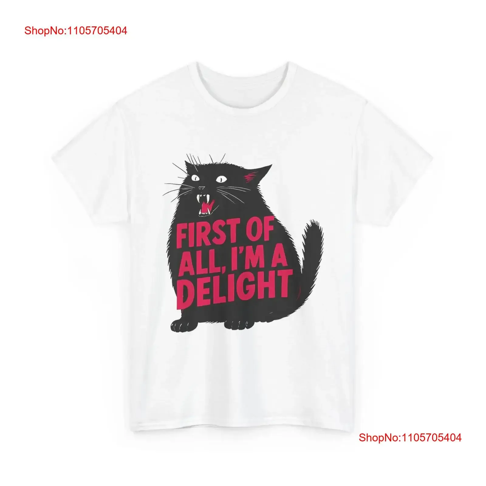 Black Cat Funny T Shirt First of All I'm a Delight long or short sleeves vintage Washed streetwear designer clothes Unisex