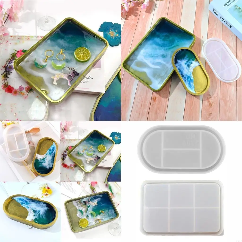 

2Pcs Reusable Epoxy Resin Molds Big & Small Tray Silicone Molds Easy to Clean