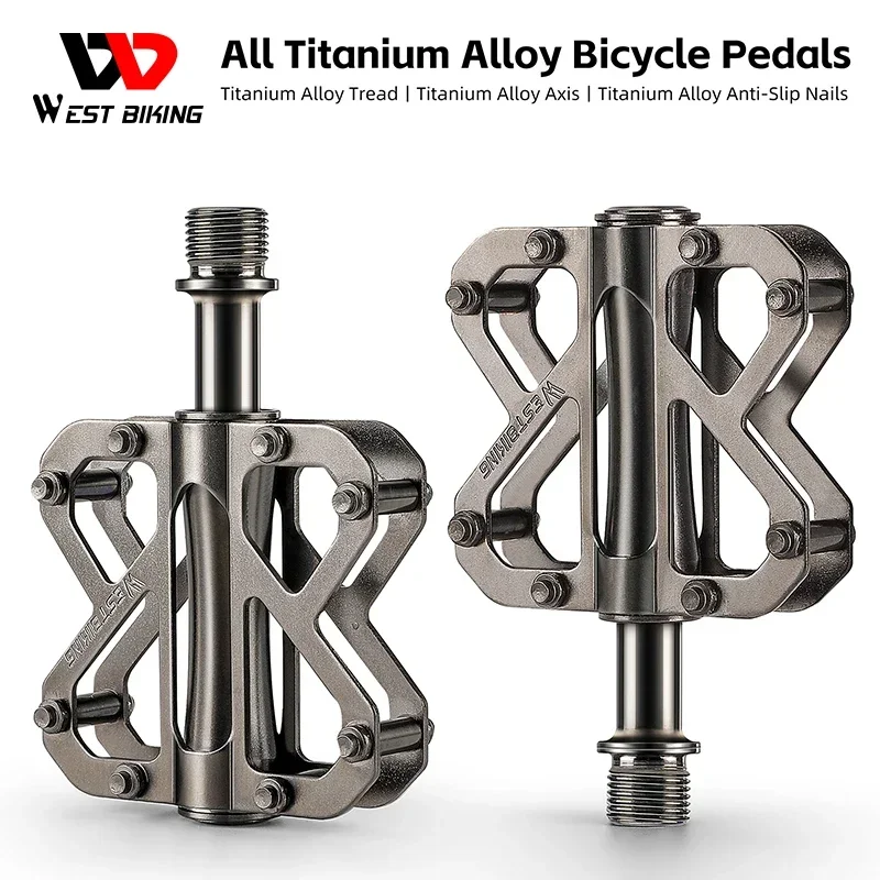 

WEST BIKING Lightweight All Titanium Alloy Bicycle Pedals Professional Road Bike Pedals Speed 3 Bearings Ultralight Racing Pedal